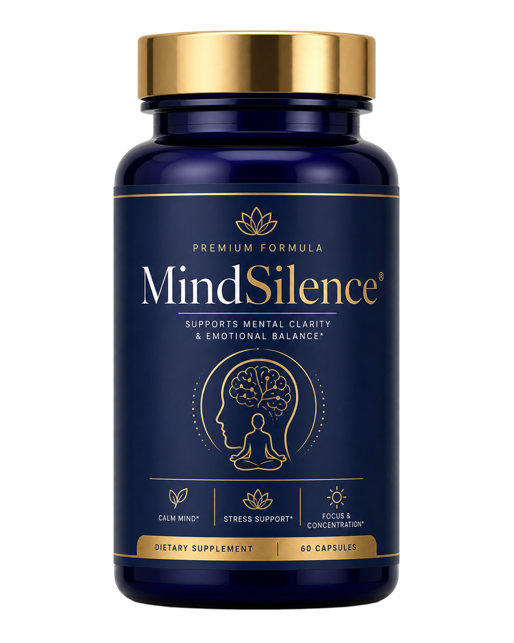 MindSilence supplement bottle — natural nootropic for calm and focus
